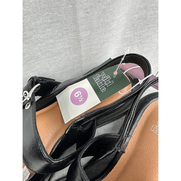 Wild Fable Black Pointed Toe Slingback Buckle Flats Shoes Womens 6.5 NWT - Picture 4 of 5